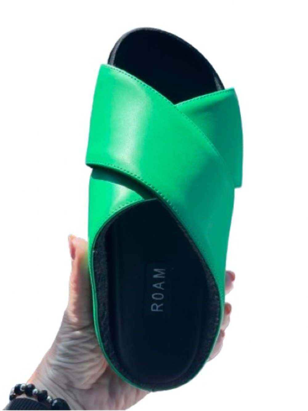 ROAM Green Crisscross Slide Sandal